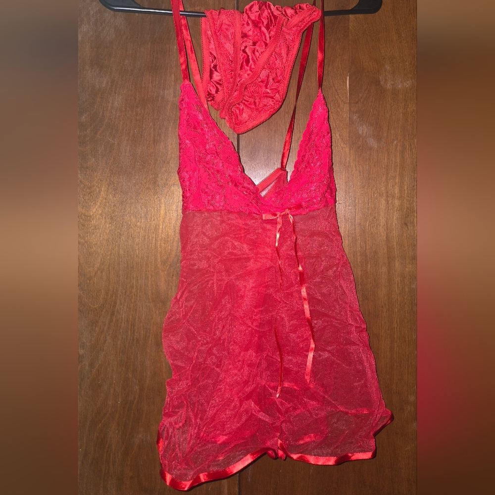 Petra Fashions Vibrant Red Lace Chemise